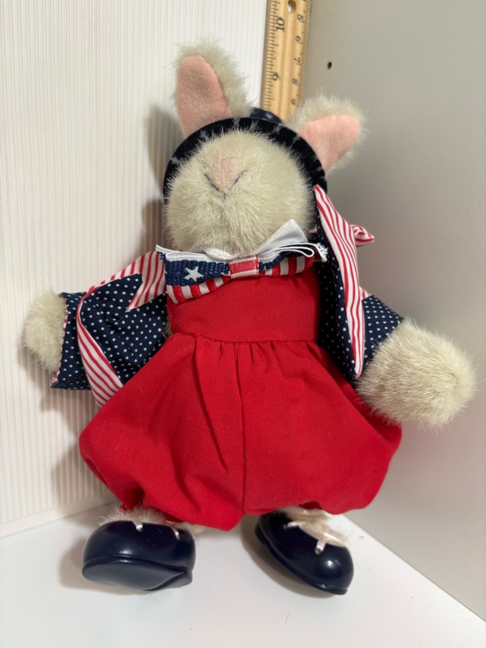 Vintage Hoppy Vanderhare Yankee Doodle Patriotic Plush Bunny in Red Dress